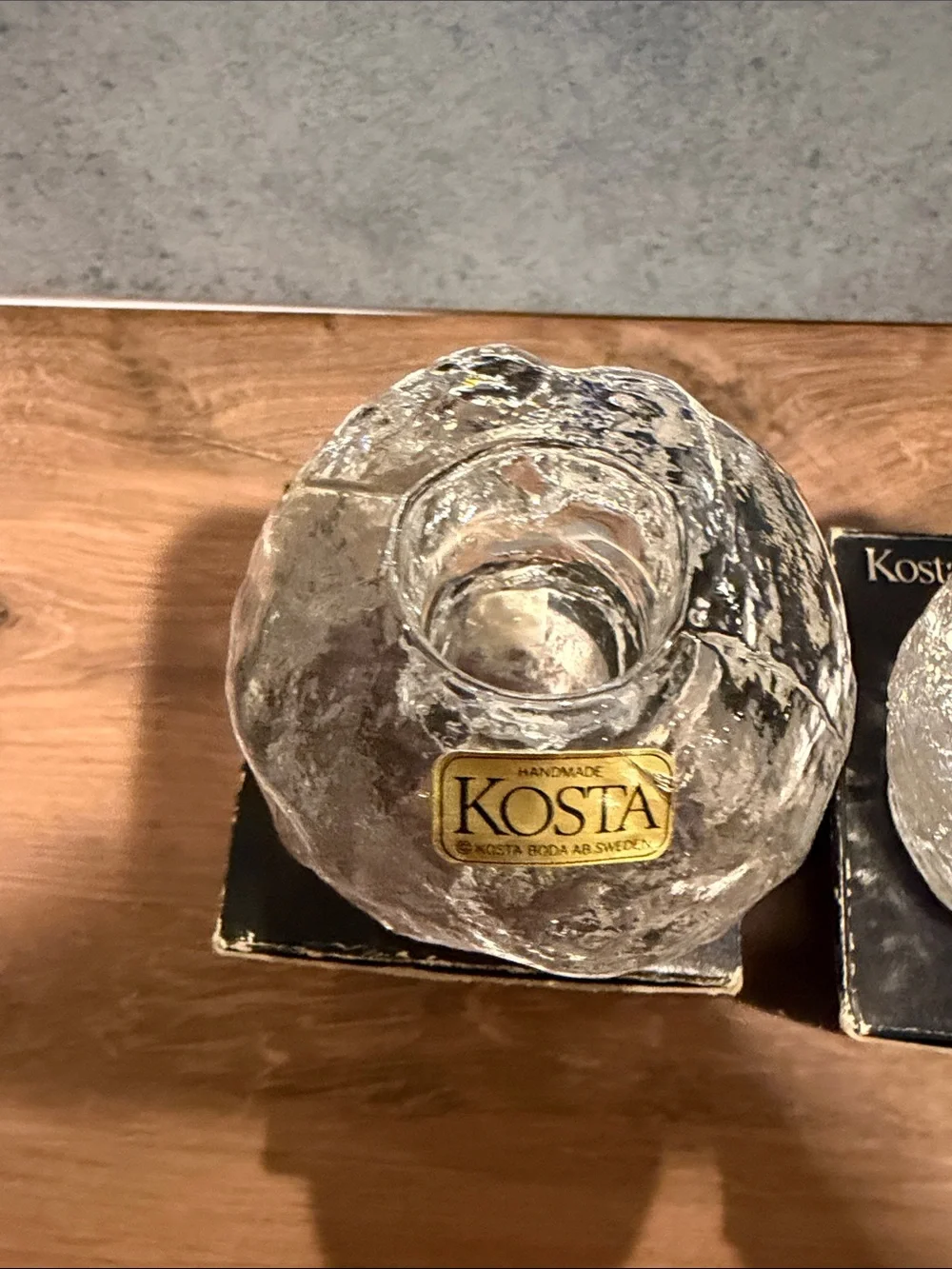 Kosta Boda Clear Textured Glass Snowball Votive